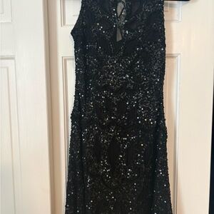 Aidan Mattox Black Sequin Gown